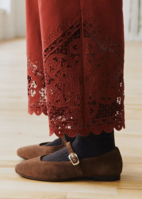 Pantalon Bruce - Sézane x SEA NY - Broderie Unie Bordeaux — image 3
