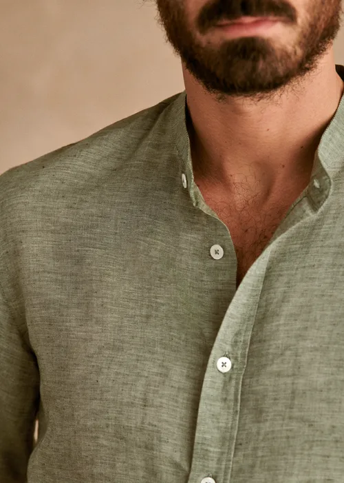 Chemise Benny Coton Lin - Kaki Délavé — image 7