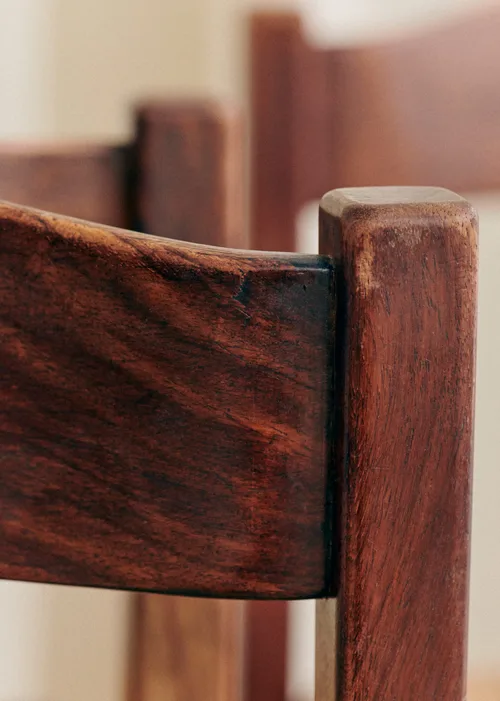 Lot de 4 chaises italiennes années 1970 - Noyer et rotin — image 6