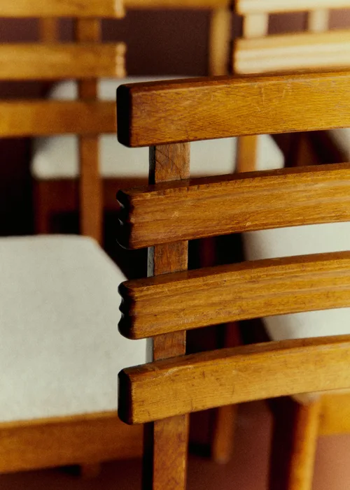 Lot de 6 chaises en chêne années 40 - Chêne teinté — image 5