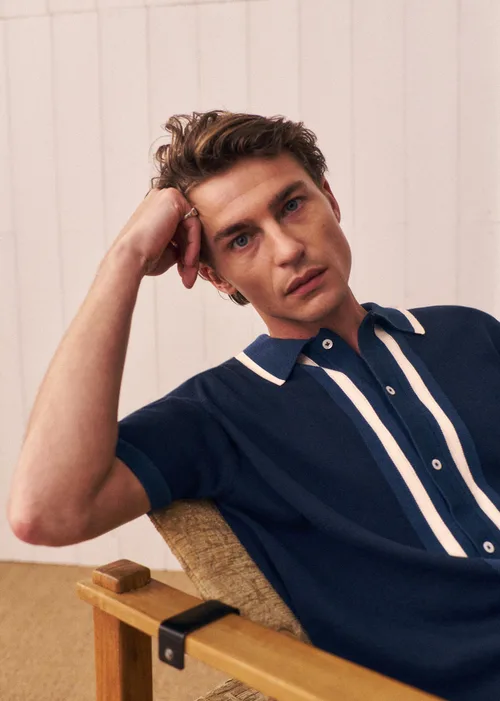 Chemise Maille Mateo - Marine / Ecru — image 5