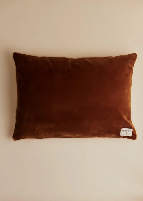 Coussin vintage velours caramel - Très grand modèle - Imprimé Feuillages d'Automne — image 3