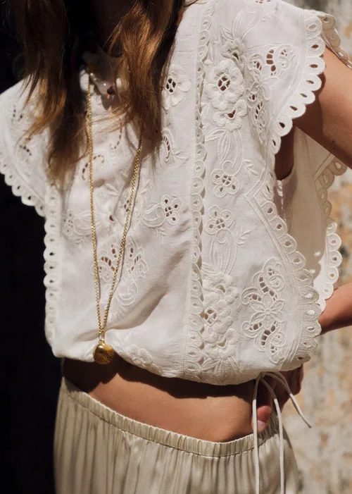 Blouse Tamy - Broderie Unie Ecru — image 3