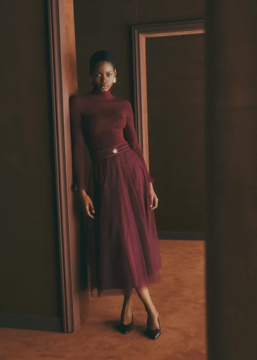 Jupe Masha - Plumetis bordeaux — image 3