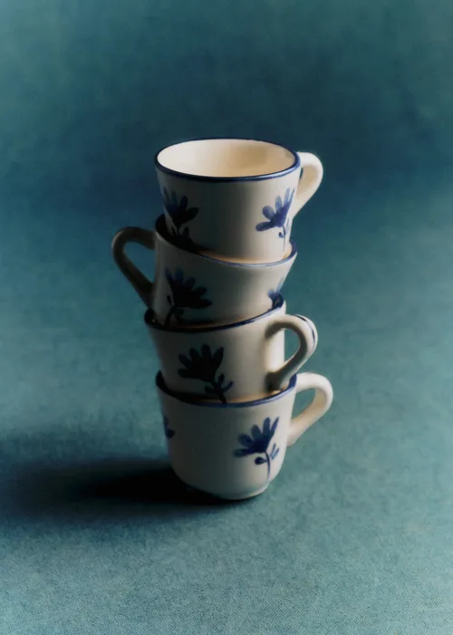 Coffret de 4 tasses expresso - Petite Fleur - Bleu Orage — image 4
