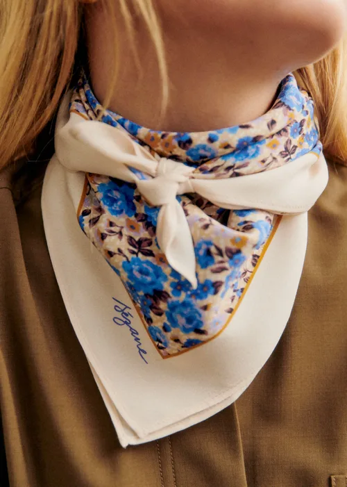 Foulard Cléophée - Petites Fleurs Bleu