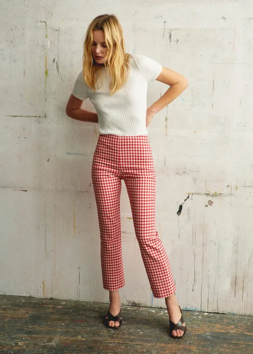 Pantalon Ciara - Vichy Rouge Écru