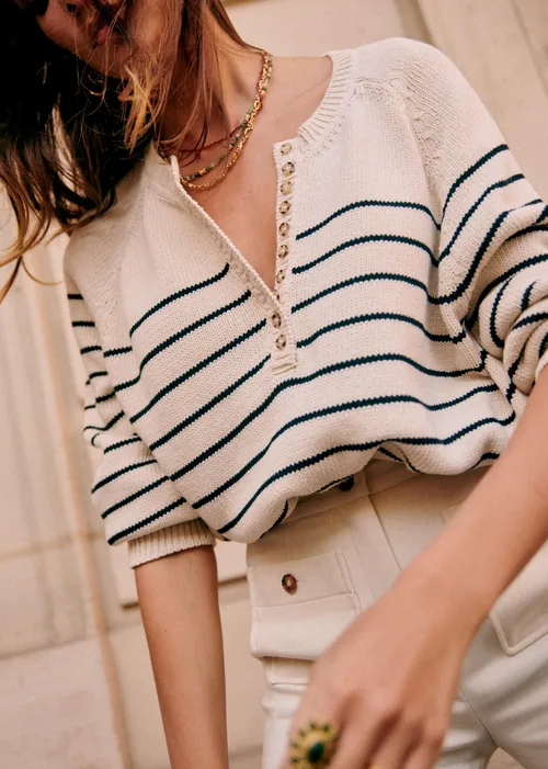 Pull Léontine - Ecru / Marine — image 4