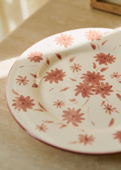 Set de 4 assiettes plates - Fleurs de Jardin - Terre de sienne — image 5