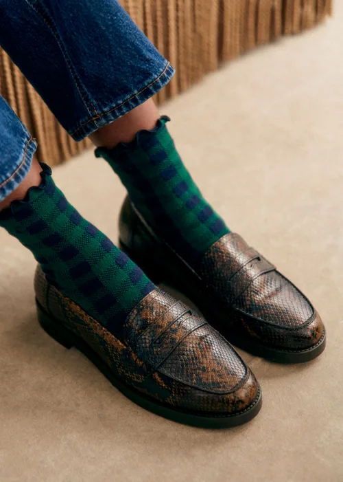 Chaussettes Carreaux - Marine / Bleu canard — image 3