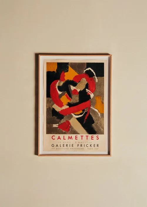 Affiche Galerie Fricker, Calmettes, 1956 - 51 x 70,5cm