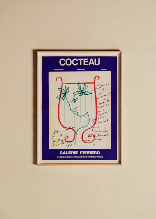 Affiche Galerie Ferrero, Cocteau, 1962 - 56 x 75 cm
