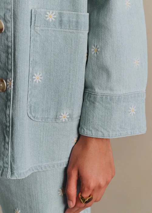 Veste Gabin - Broderie Écru Fond Bleach — image 3