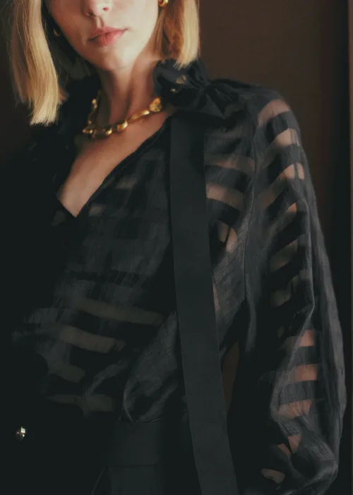 Chemise Hillis - Rayures Transparentes Noir — image 3