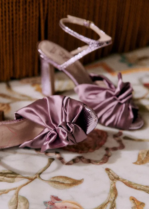 Sandales Marlene - CFM Souliers x Editions Sézane - Mini serpent et satin mauve — image 3