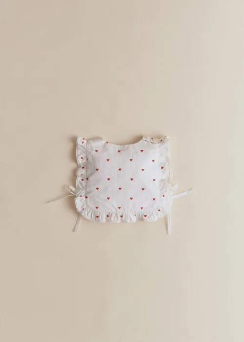 Bavoir Leia - Motif blanc / Broderies Rouges — image 6