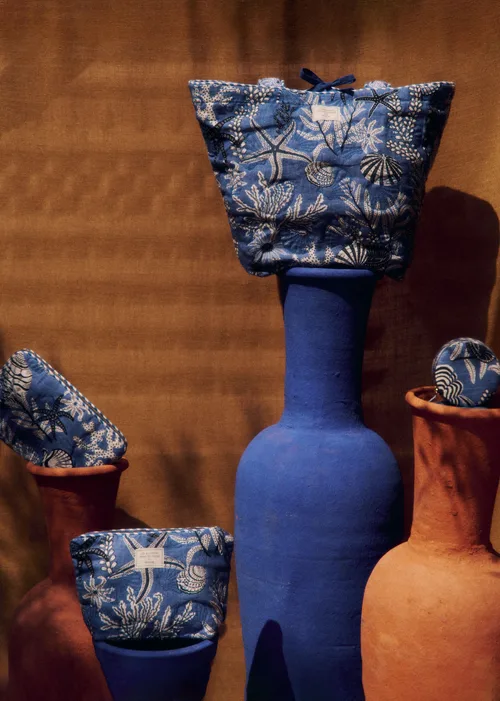 Cabas coquillage - Sézane x Inoui Editions - Imprimé Coquillages Bleu — image 3