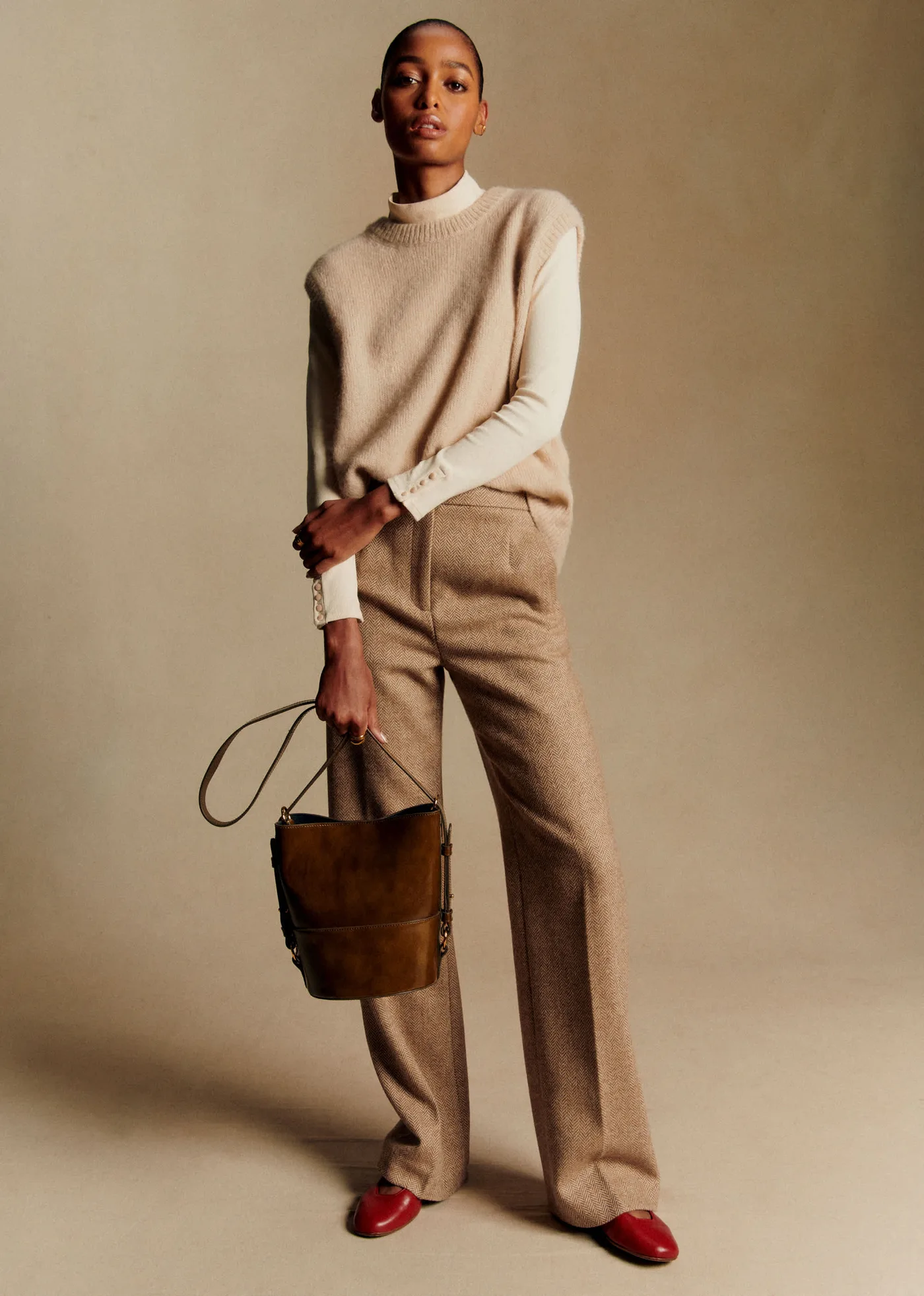Pantalon Martin - Chevrons Camel Ecru