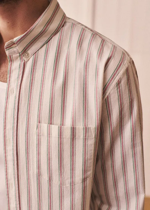 Chemise Charlie Seersucker - Blanc Rayures Rose / Vert — image 6