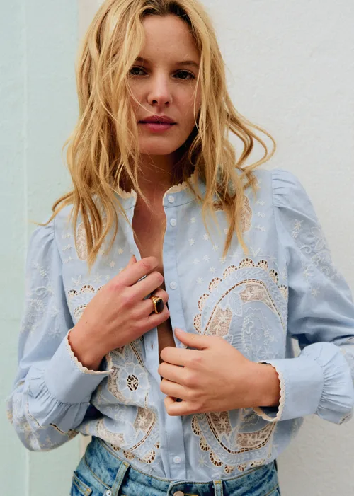 Chemise Caetana - Dentelle Écru Fond Ciel — image 3