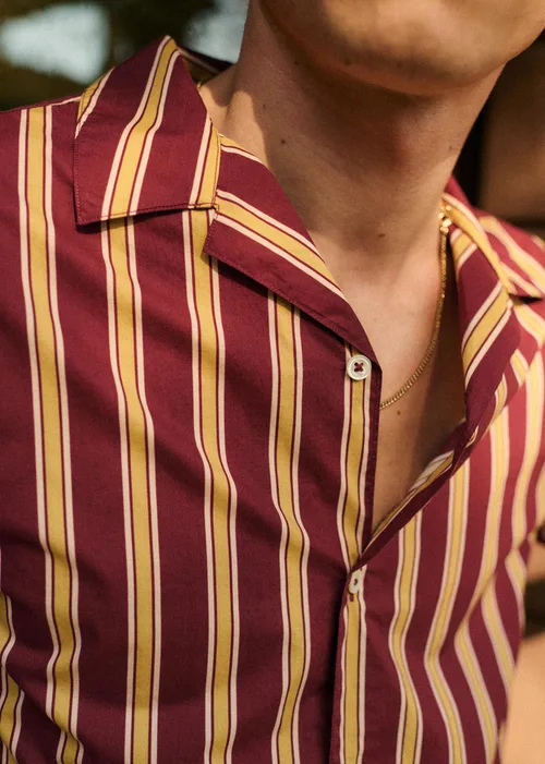 Chemise Holt - Bordeaux Rayures Moutarde — image 4
