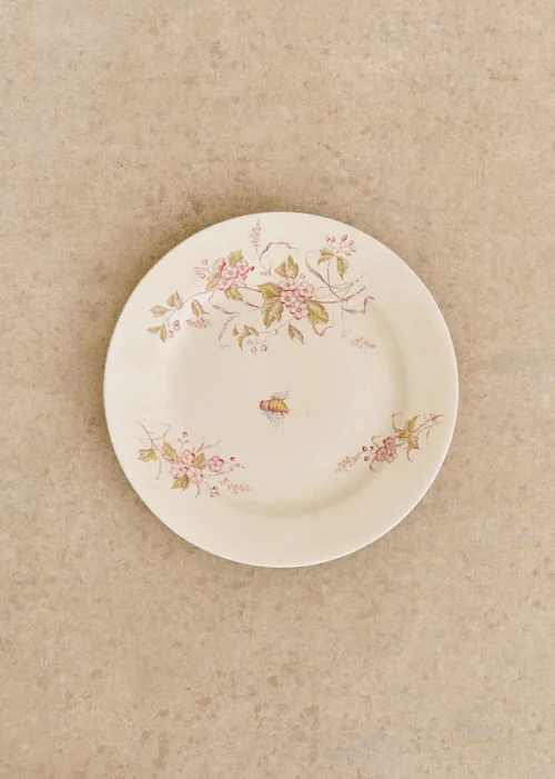 Assiettes Anciennes, Fleurs anglaises - Lot de 4 assiettes plates - Décor n°7