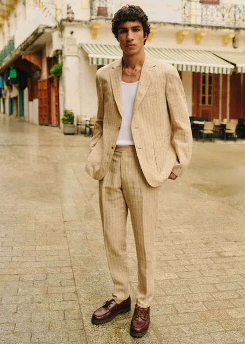 Pantalon Kale - Beige Rayures Fines Marron — image 5