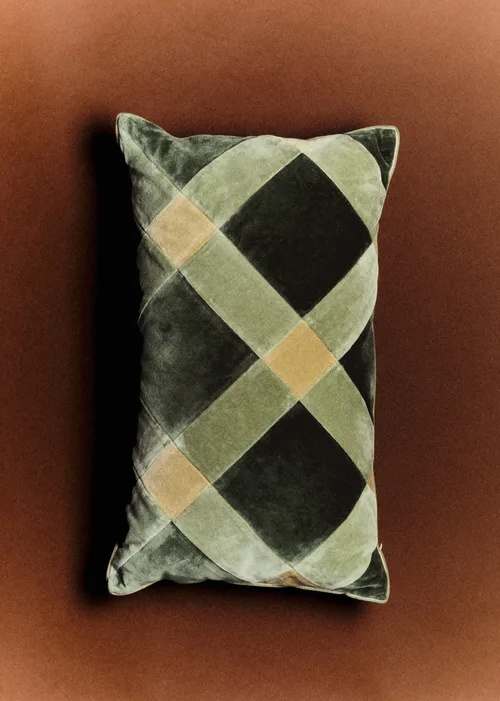 Coussin Velours Patchwork - Petit modèle - Céladon Foncé et Clair — image 5