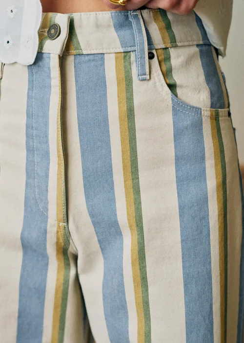 Pantalon Soan - Rayures Bleu Ecru Jaune — image 2