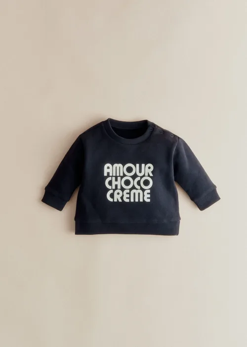 Sweat-Shirt Amour Choco Crème - Marine / Ecru