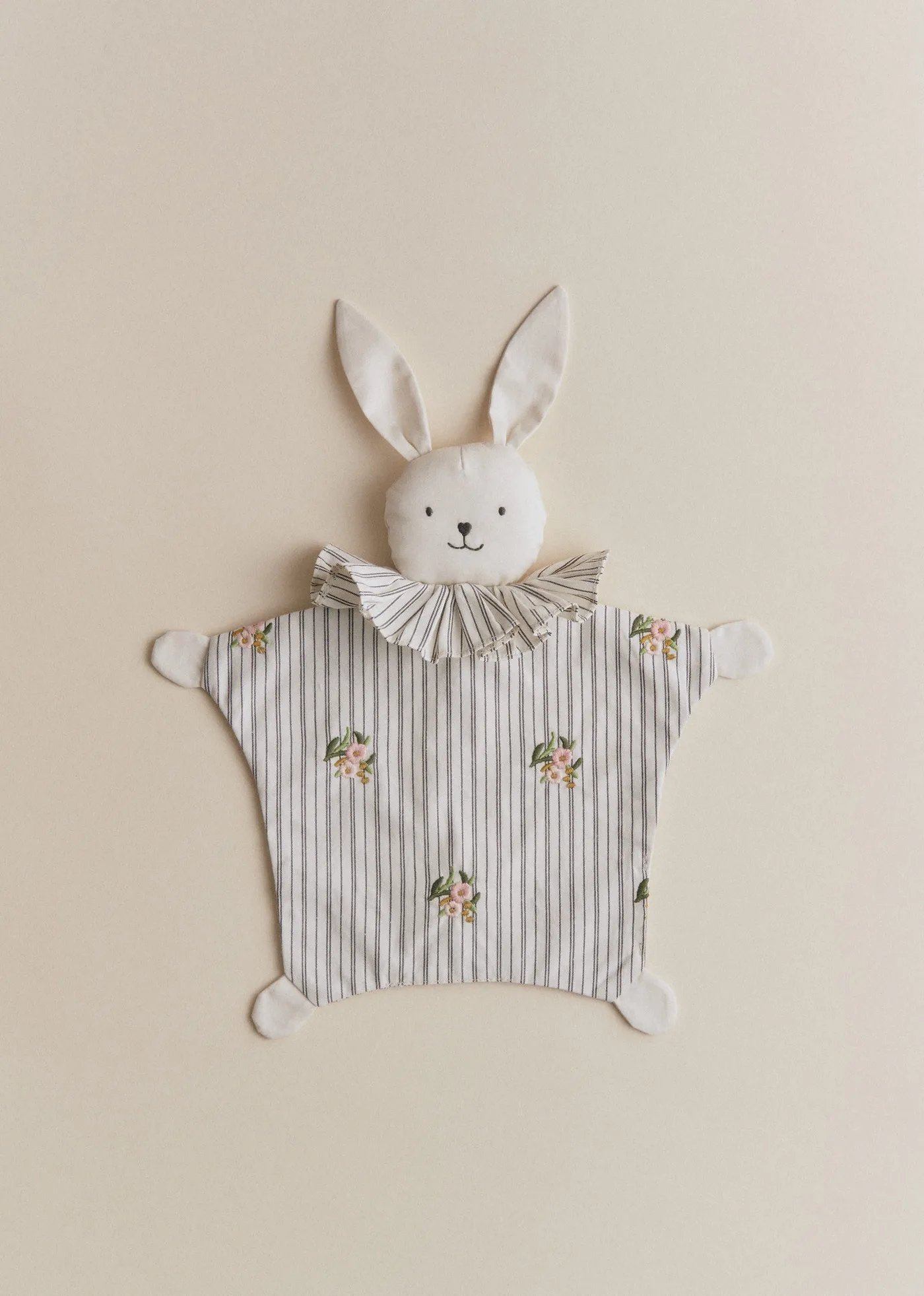 Peluche Doudou - Rayures Broderies Fleurs