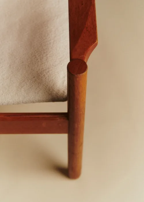 Fauteuil vintage en bois et bouclette - Bois — image 4