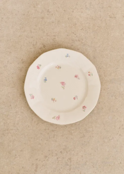 Assiettes Anciennes, Fleurs anglaises - Lot de 4 assiettes plates - Décor n°10