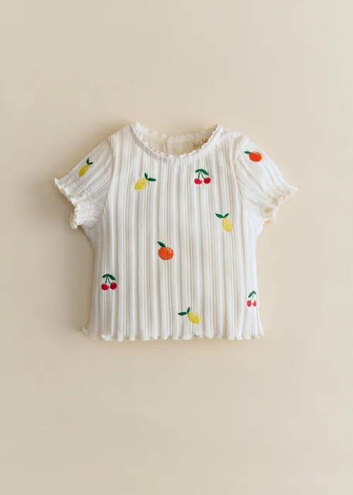 Top Simona - Ecru / Broderie Fruit
