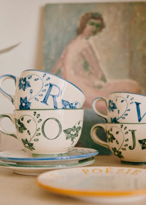 Tasse Poème - Bleu orage - Lettre V — image 4