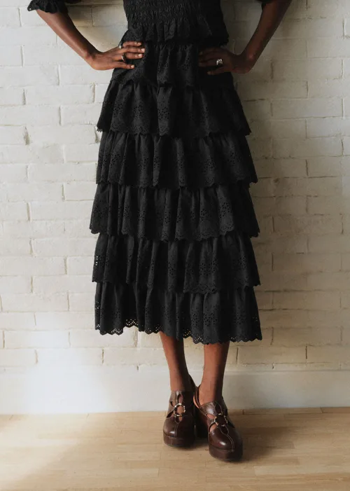 Jupe Bakta - Sézane x SEA NY - Broderie Unie Noire