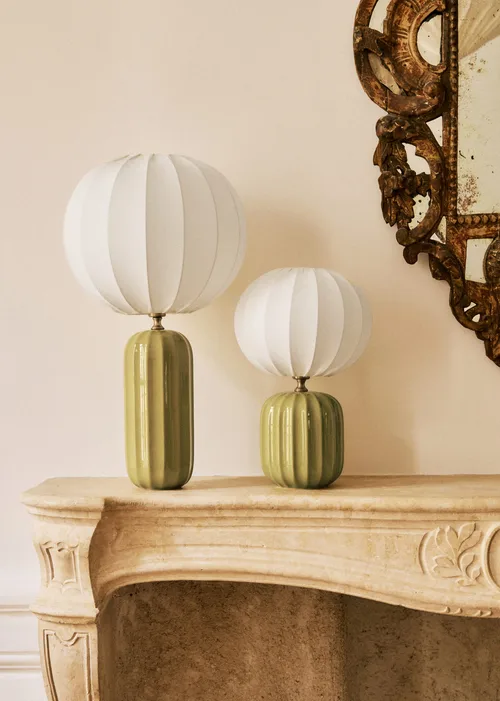 Lampe Traviata petit modèle - Vert olive - Abat-jour Sonate - Écru — image 5