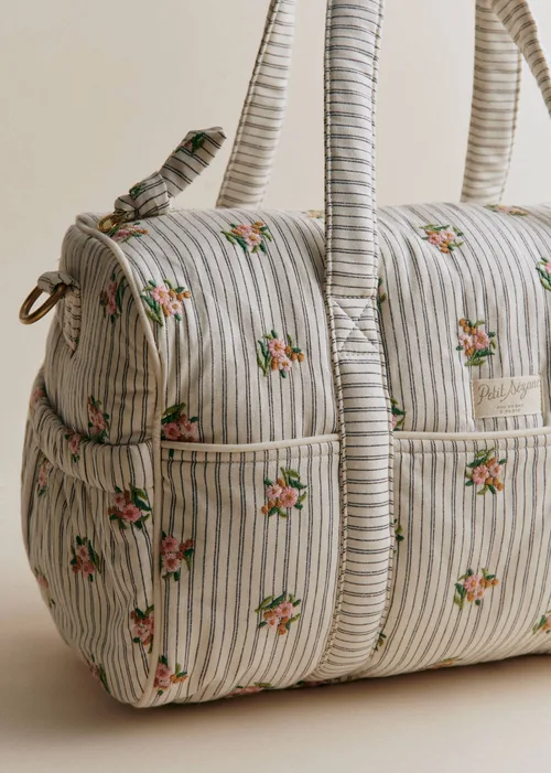 Sac à langer bowling - Rayures Broderie Fleurs — image 3