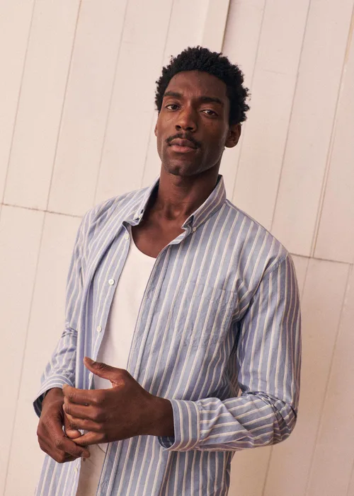 Chemise Charlie - Bleu Rayures Vert / Blanc — image 5