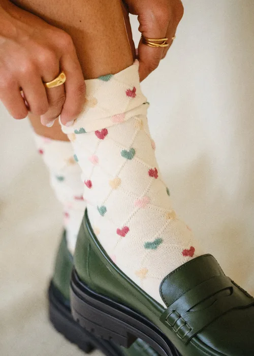 Chaussettes Eva - Ecru / Coeurs Multico — image 4