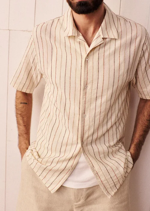 Chemise Holt - Écru Rayures Texturées Marron — image 6