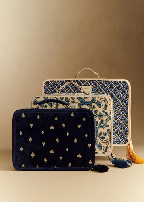 Grande valisette - Sézane x Antoinette Poisson - Imprimé Losange Bleu — image 4