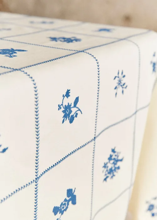 Nappe Brodée - Broderie Bleu Fond Ecru — image 6