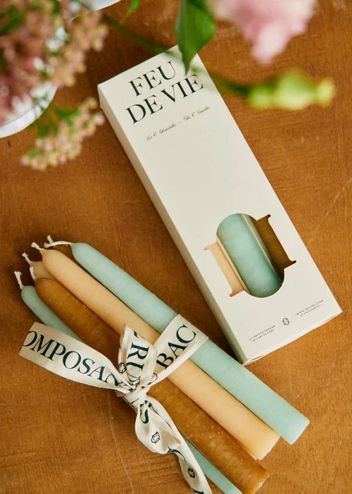 Coffret de 6 chandelles - Écru, Céladon, Caramel — image 4