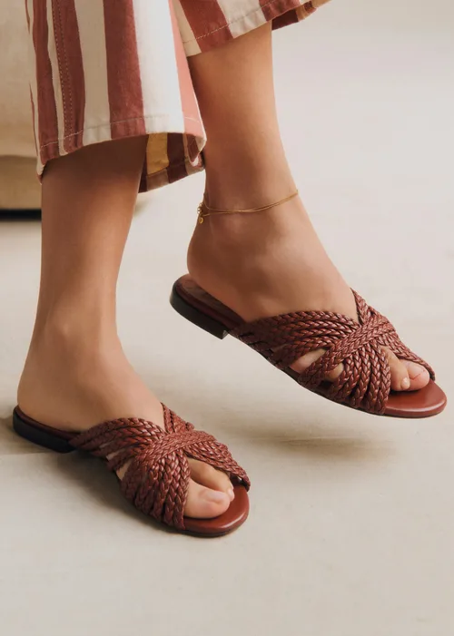 Mules Low Paola - Acajou Lisse Tressé — image 3