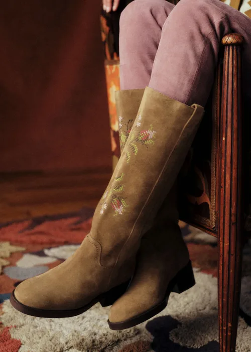 Bottes Low Katharina - Sézane x Baziszt - Beige Broderie — image 4