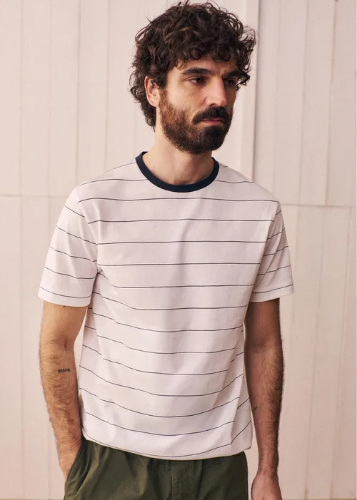 T-Shirt Samy - Blanc Rayures Fines Noires — image 6