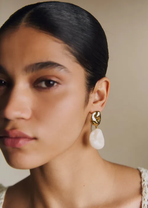 Boucles d'oreilles Solene - Ecru Doré — image 3