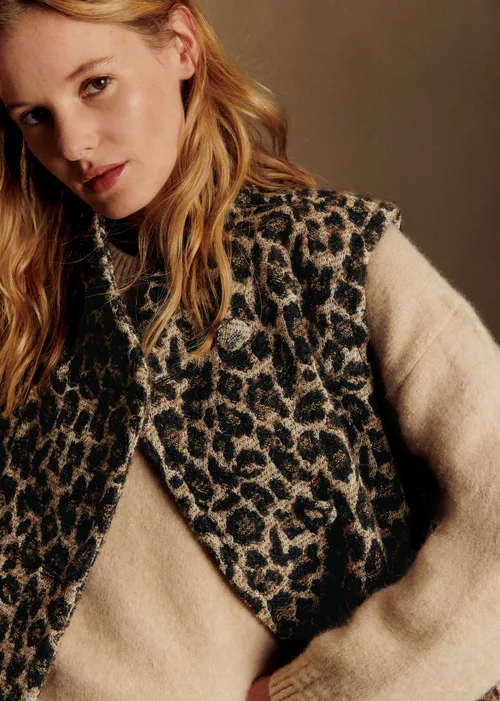 Veste Carlo - Jacquard Leopard brun - Création Rose — image 2
