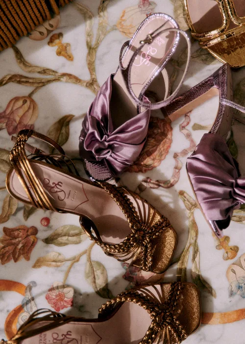 Sandales Marlene - CFM Souliers x Editions Sézane - Mini serpent et satin mauve — image 2